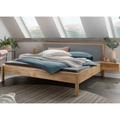 Doppelbetten|Massivholzbetten*Pharao24 Massivholzbett mit Polster Kopfteil Snoba