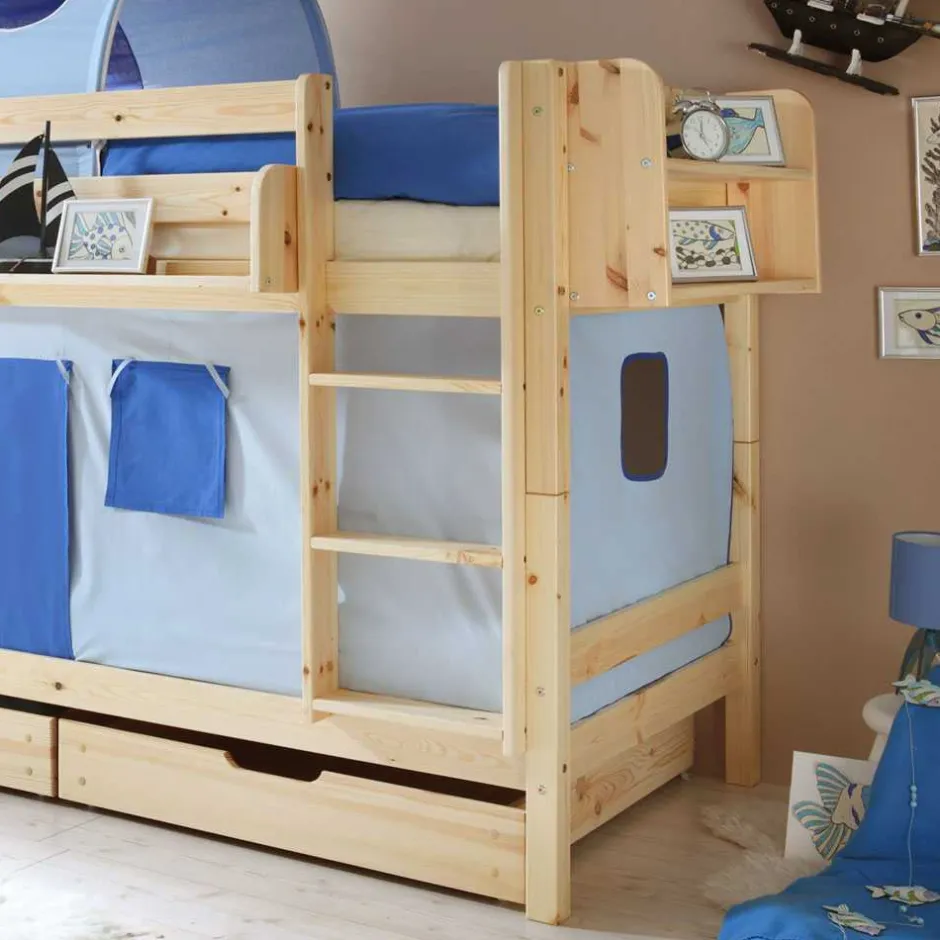 Kinderbetten|Etagenbetten*Pharao24 Massivholz-Etagenbett Sekrar