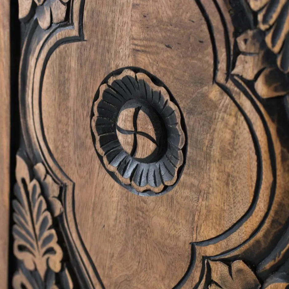 Pharao24 Massivholzschrank Piatra> Vitrinenschrank