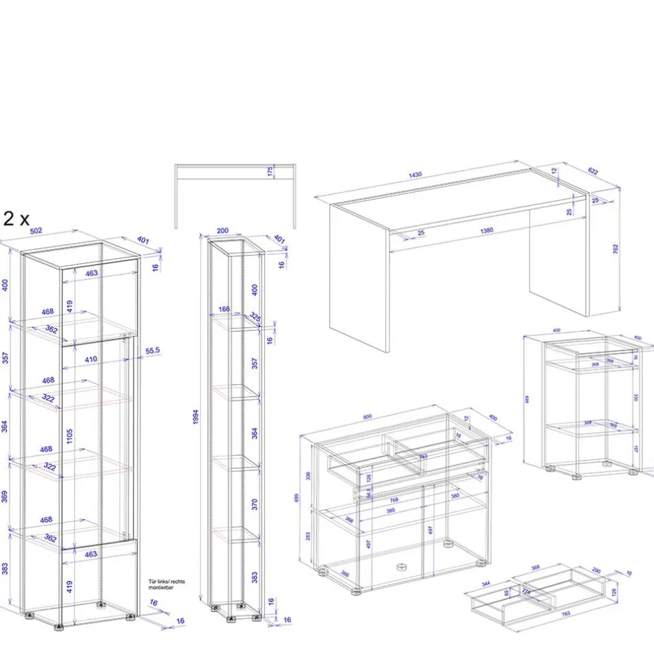 Büromöbel Sets*Pharao24 Möbel Set Home Office Rascian