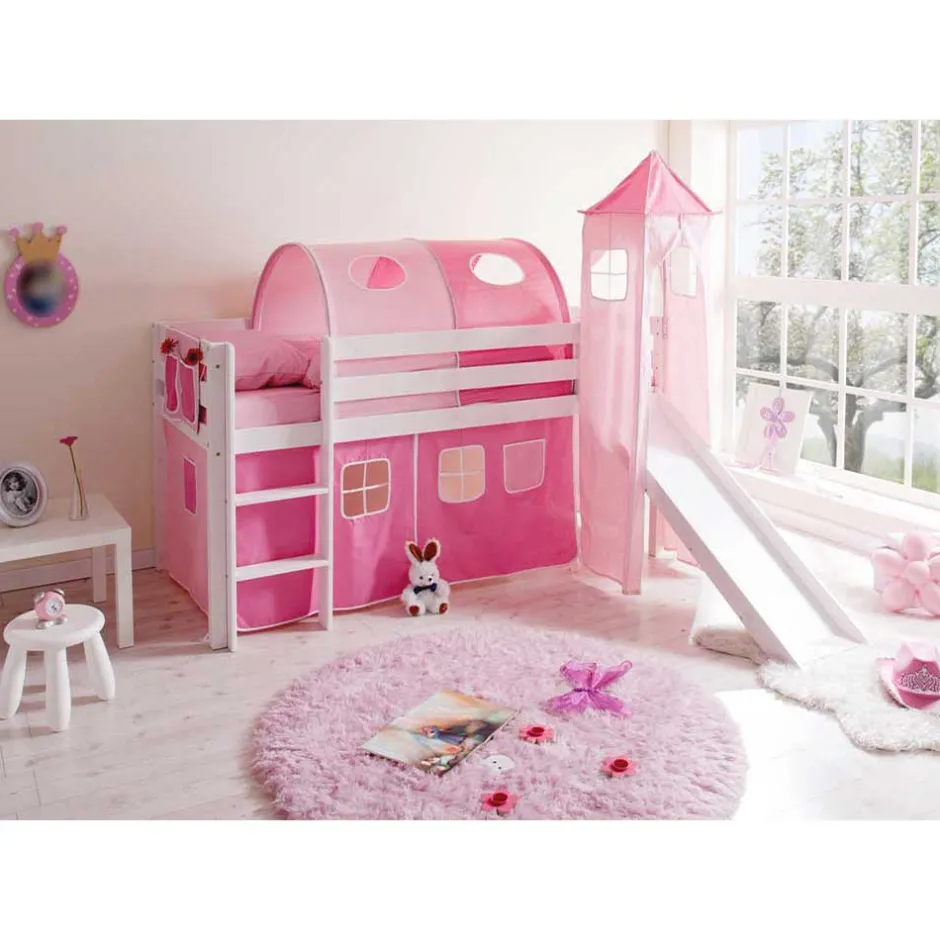 Pharao24 Mädchen Hochbett Pinky>Kinder Kinderhochbetten|Kinderbetten