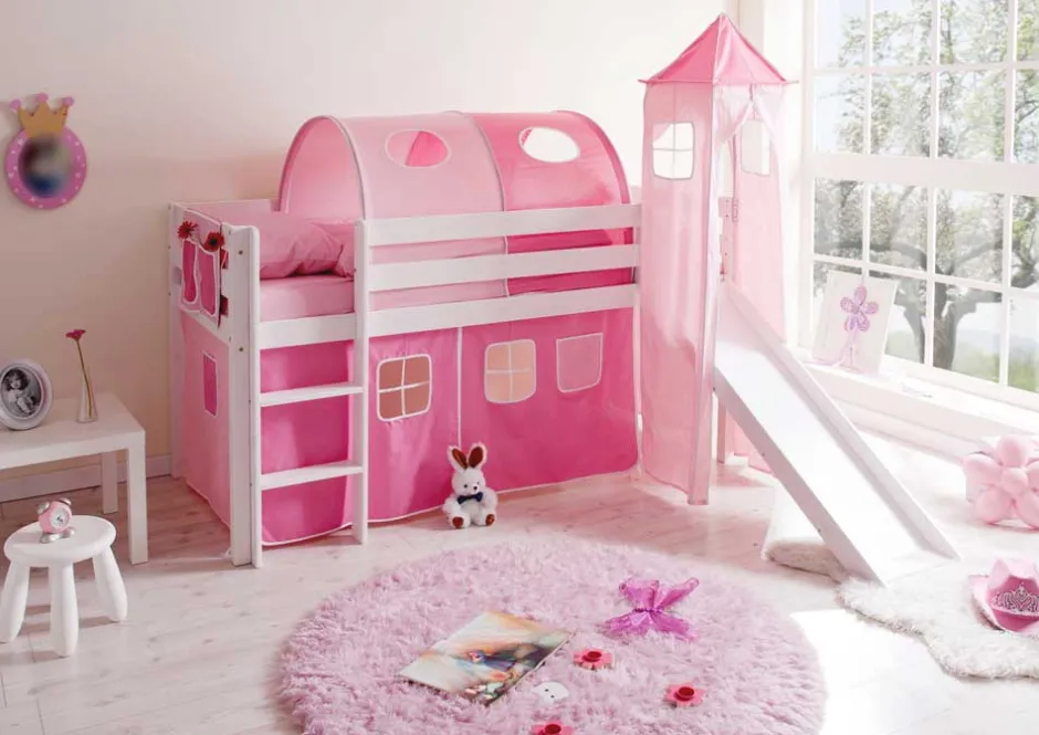 Pharao24 Mädchen Hochbett Pinky>Kinder Kinderhochbetten|Kinderbetten