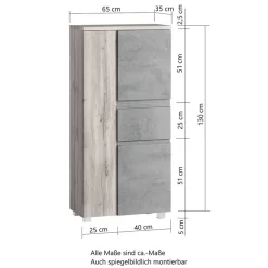 Bad Hochschränke|Badezimmerschränke*Pharao24 Midibadschrank Lactona