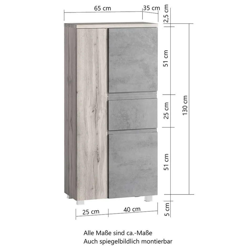 Pharao24 Midischrank mit Schublade Fregato> Bad Hochschränke