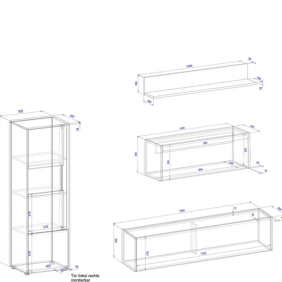 Moderne Wohnwände|Wohnwand 350 Cm*Pharao24 Moderne Design Wohnwand Rascian