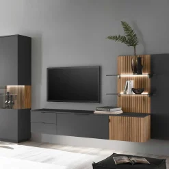 Pharao24 Moderne Wohnzimmer Anbauwand Strong> Wohnzimmerschrank|Wohnwand 300 Cm