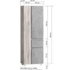 Bad Hochschränke|Badezimmerschränke*Pharao24 Moderner Badhochschrank Fregato