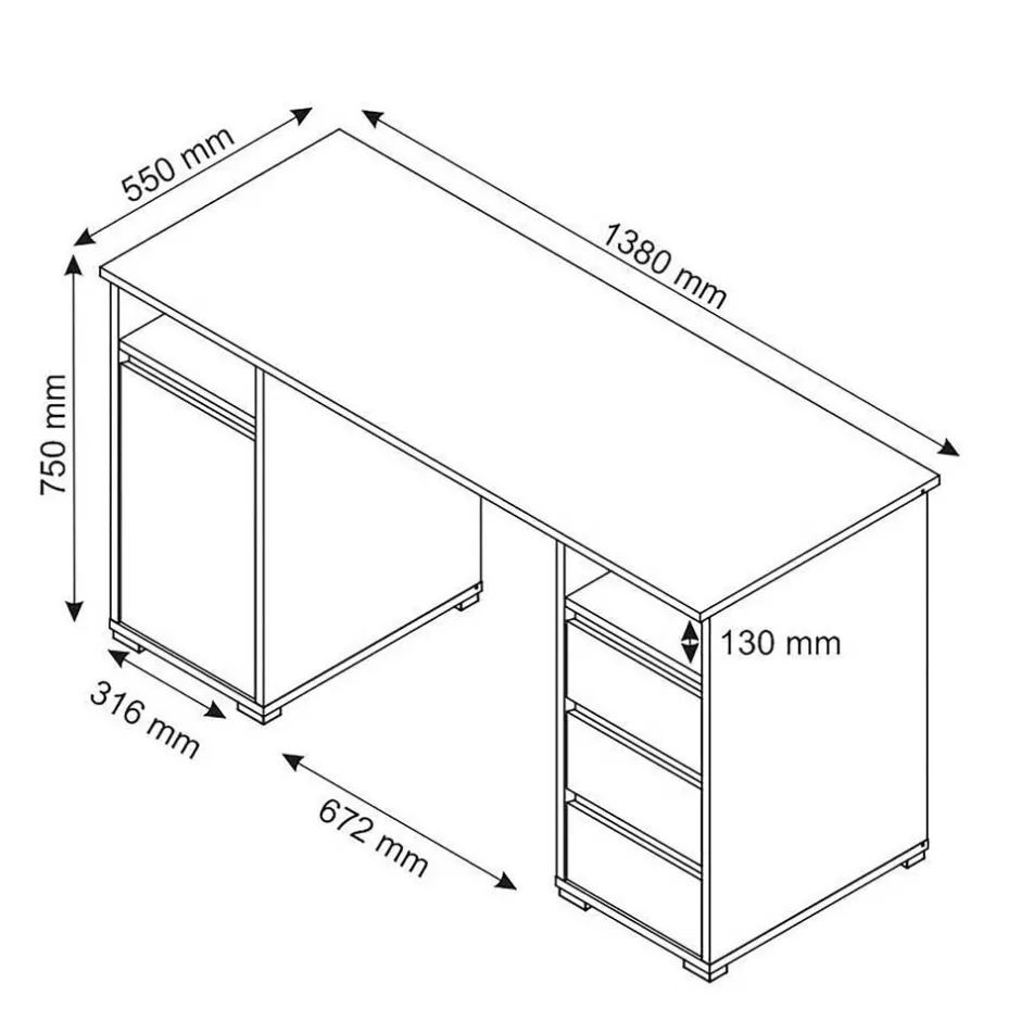 Pharao24 Moderner Schreibtisch Satorino> Computertische|Jugendschreibtische