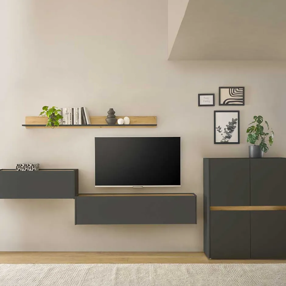 Pharao24 Moebelset mit Schreibplatz Uzniana> Moderne Wohnwände|Wohnwand 350 Cm