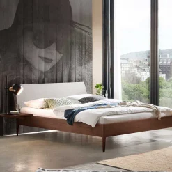 Doppelbetten|Massivholzbetten*Pharao24 Nussbaum massiv Bett Flawia