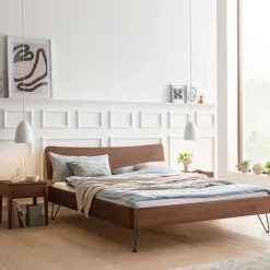 Jugendbetten*Pharao24 Nussbaum Massivholz Bett Stufanias