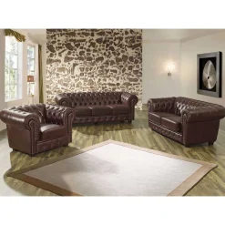 Pharao24 Polstergarnitur Leder braun Wengton> Tischgruppen|Essgruppe