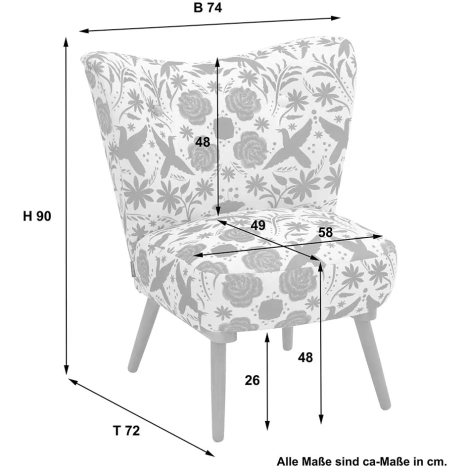 Pharao24 Polstersessel blau weiß Milan> Polstermöbel|Wohnzimmer Sessel