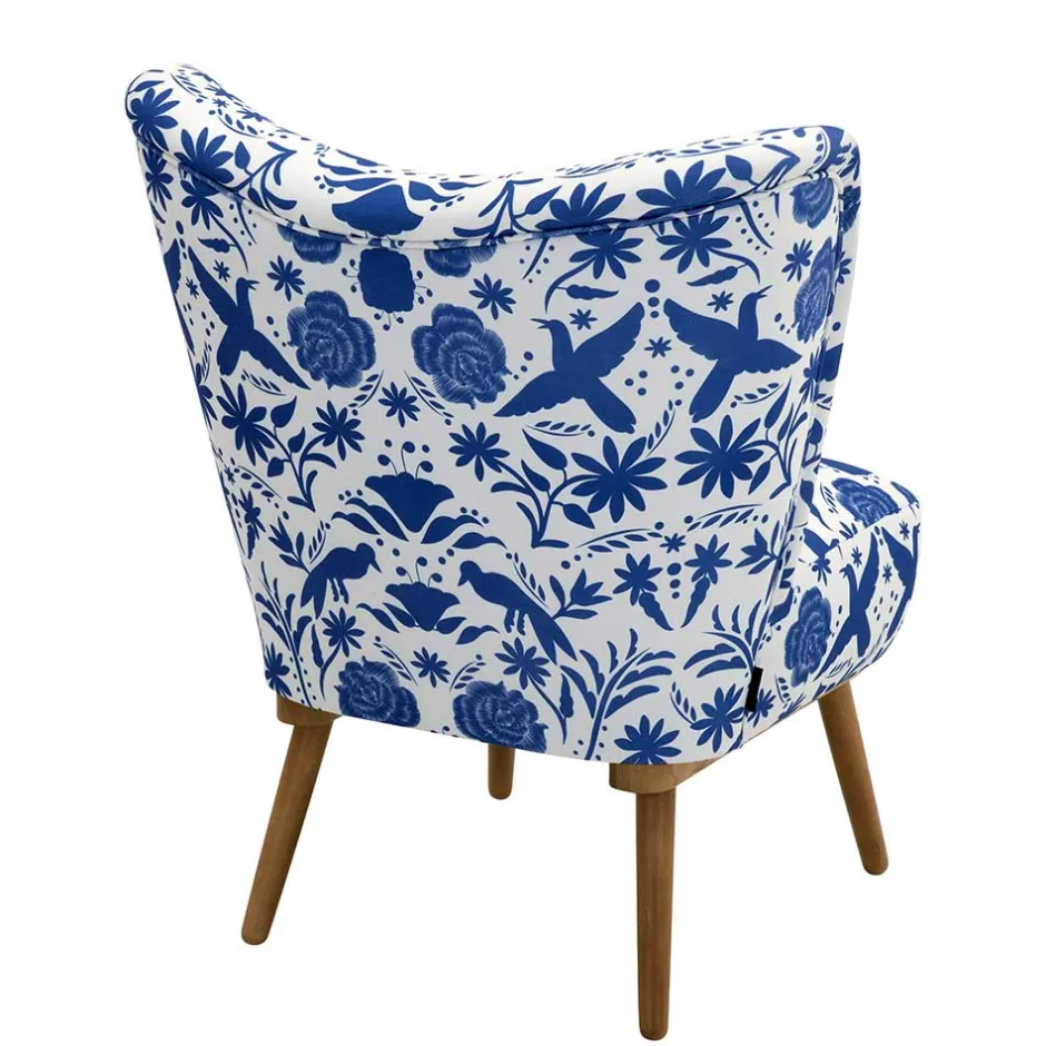 Pharao24 Polstersessel blau weiß Milan> Polstermöbel|Wohnzimmer Sessel