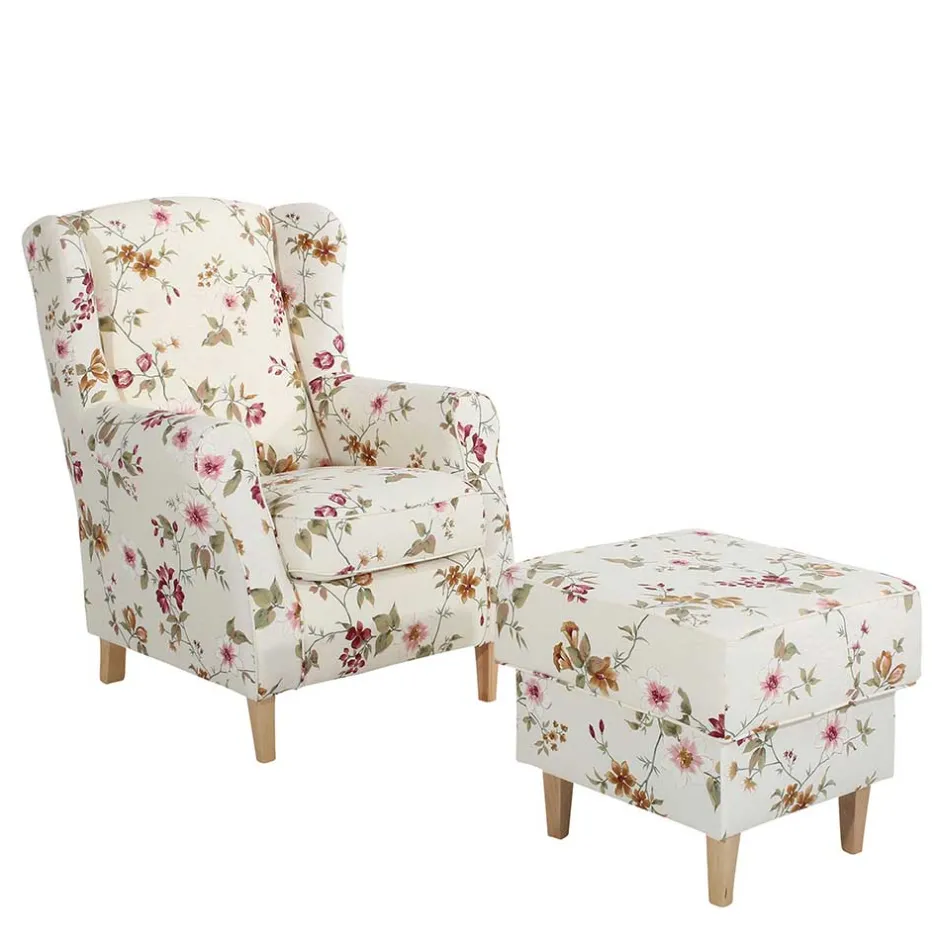 Pharao24 Polstersessel geblümt Foliage> Polstermöbel|Wohnzimmer Sessel