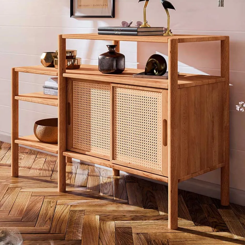 Pharao24 Regal mit Schiebetüren Artjes> Wohnzimmerregale|Massivholzregale