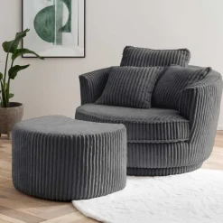 Pharao24 Retro Drehsessel mit Hocker Tresema> Wohnzimmer Sessel|Relaxsessel