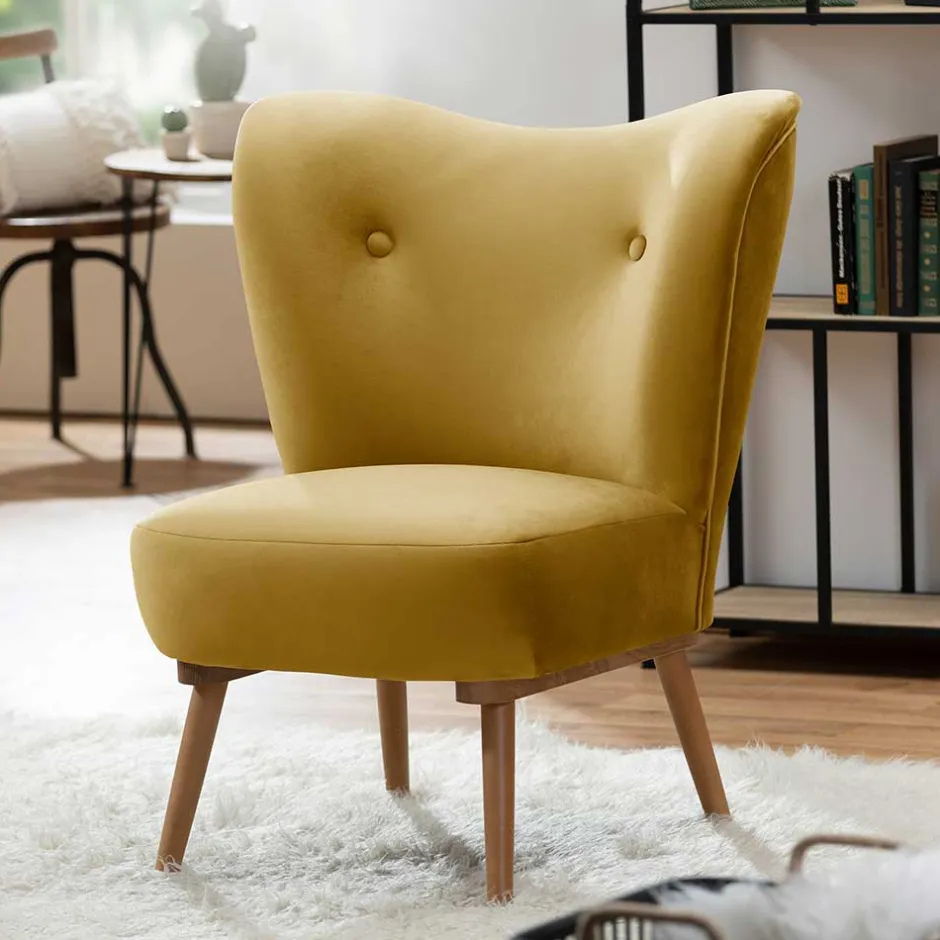 Wohnzimmer Sessel*Pharao24 Retro Sessel gelb Pestrov