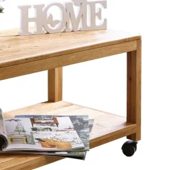 Massivholzmöbel|Wohnzimmertisch*Pharao24 Rollen Sofatisch Laforta