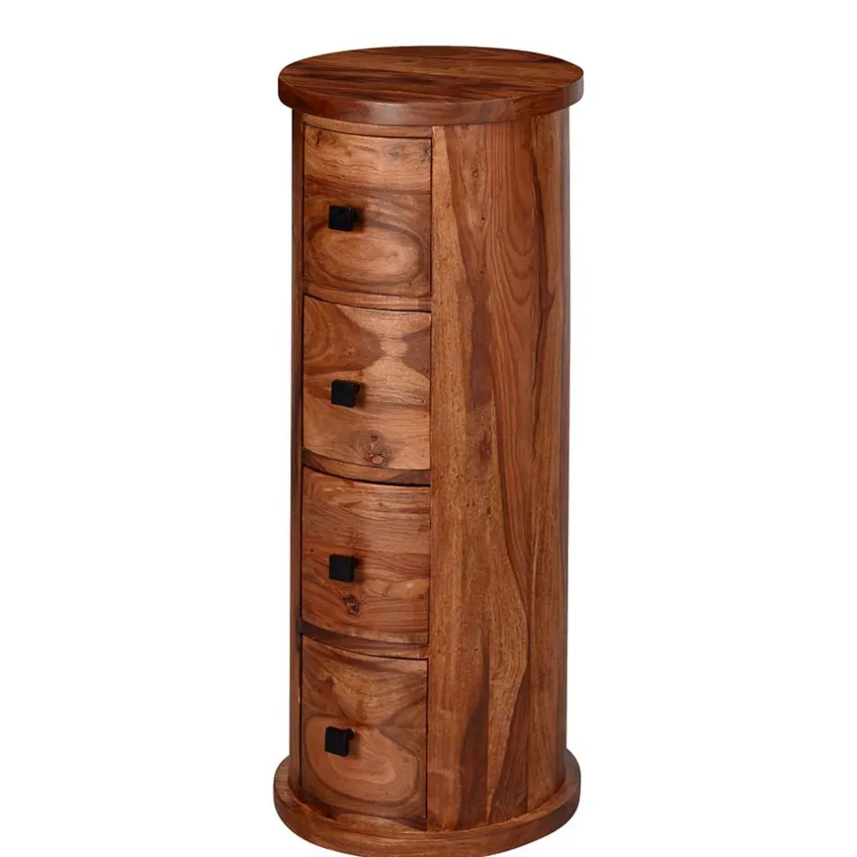 Massivholz Kommoden|Hochkommoden*Pharao24 Runde Schubladenkommode Makarona
