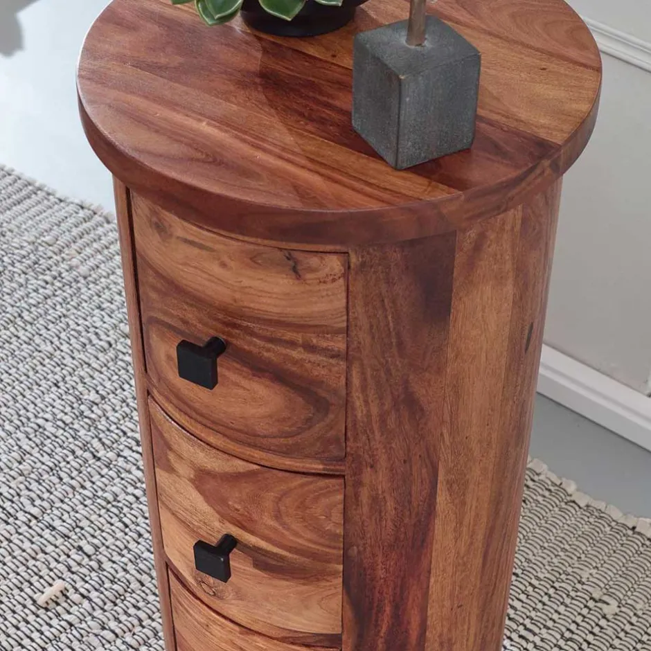 Massivholz Kommoden|Hochkommoden*Pharao24 Runde Schubladenkommode Makarona