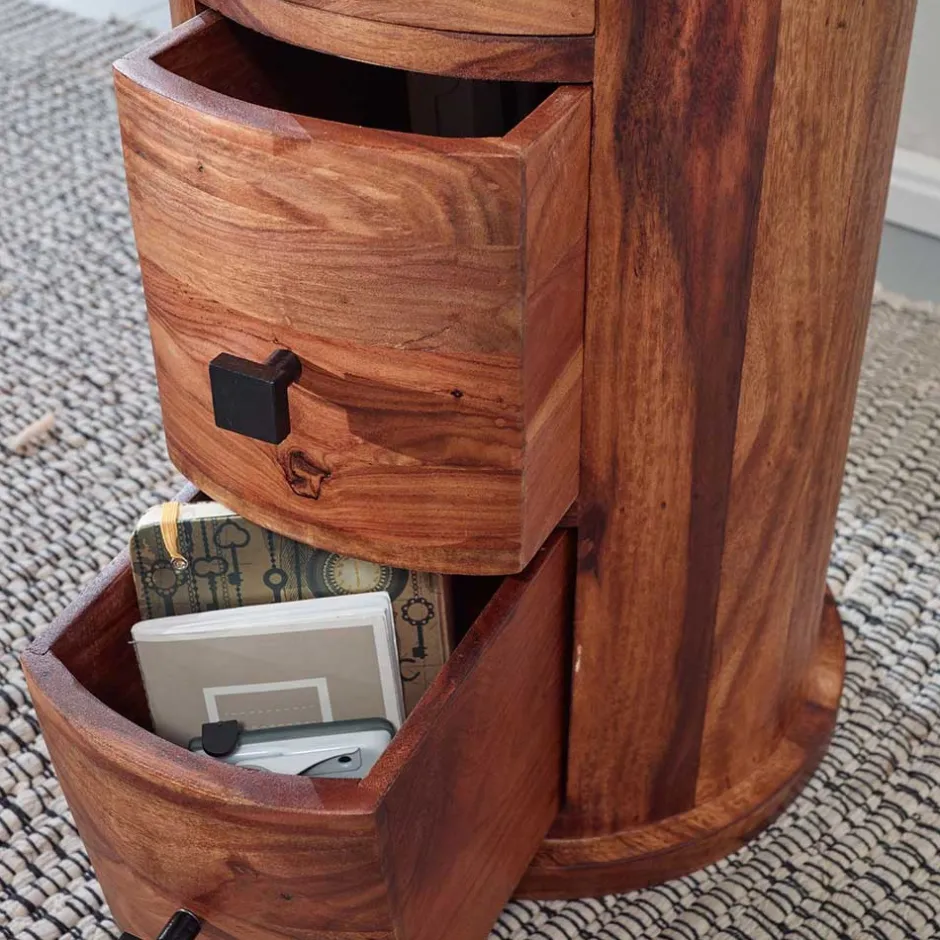 Massivholz Kommoden|Hochkommoden*Pharao24 Runde Schubladenkommode Makarona