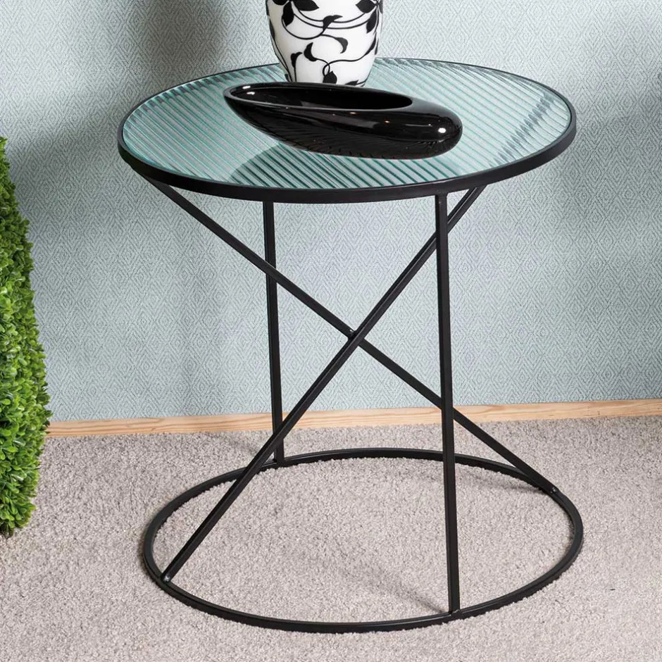 Pharao24 Runder Beistelltisch Sasmina> Glastische