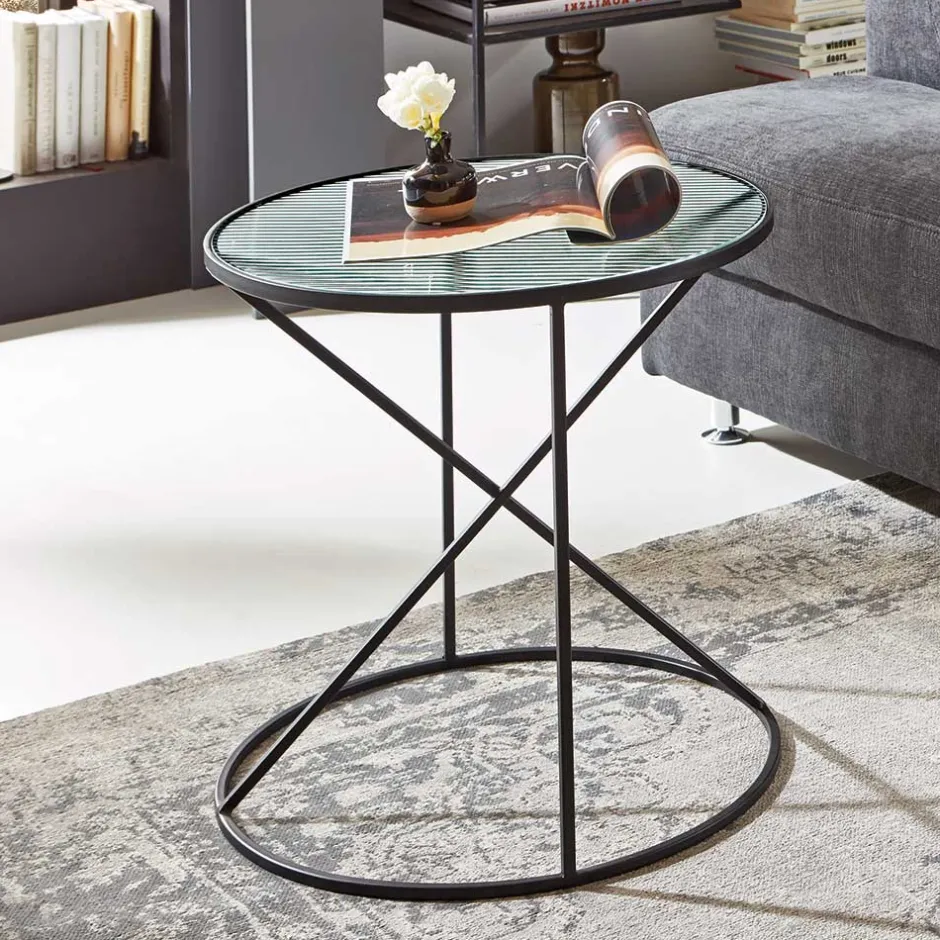 Pharao24 Runder Beistelltisch Sasmina> Glastische