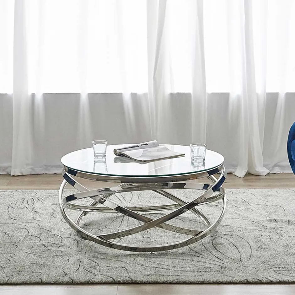 Pharao24 Runder Design Couchtisch Woodna> Glastische