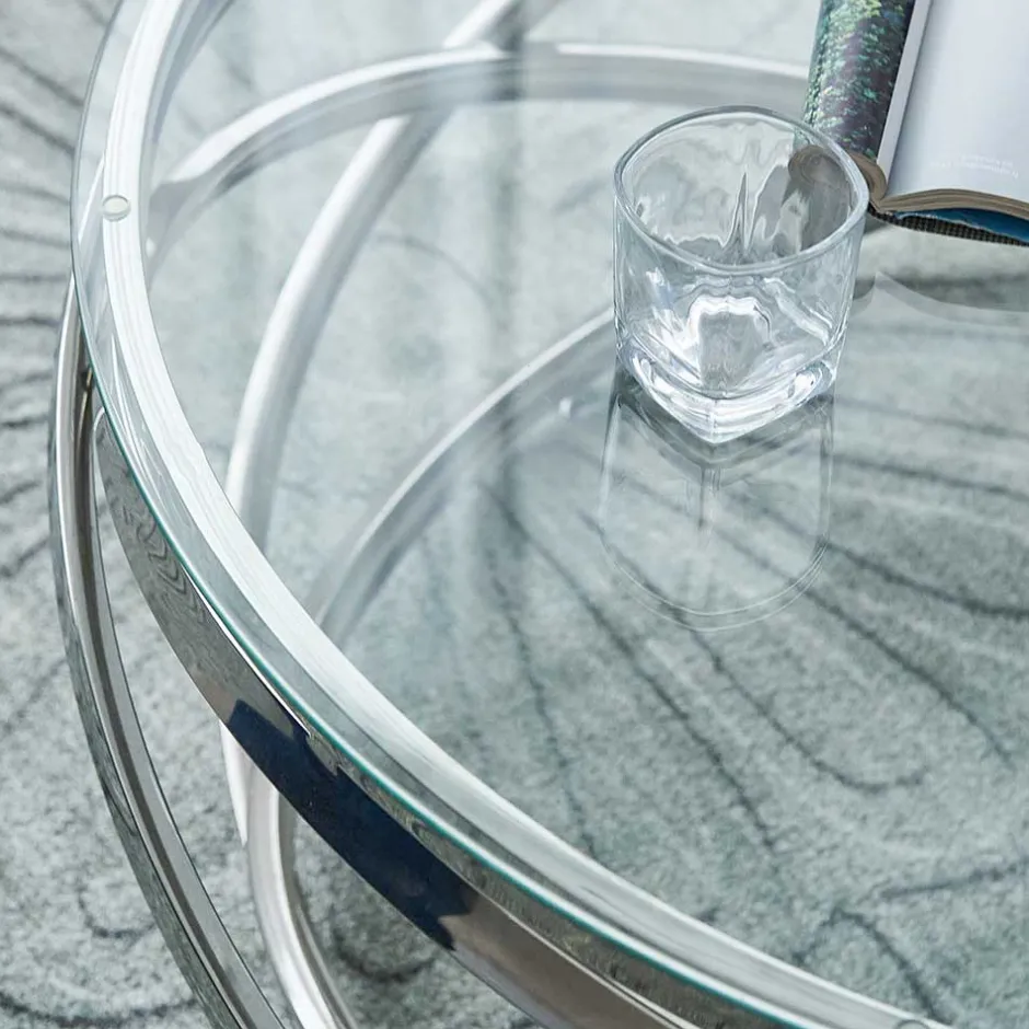 Pharao24 Runder Design Couchtisch Woodna> Glastische