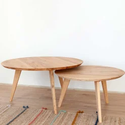 Wohnzimmertisch|Beistelltische*Pharao24 Runder Eiche Couchtisch Cow