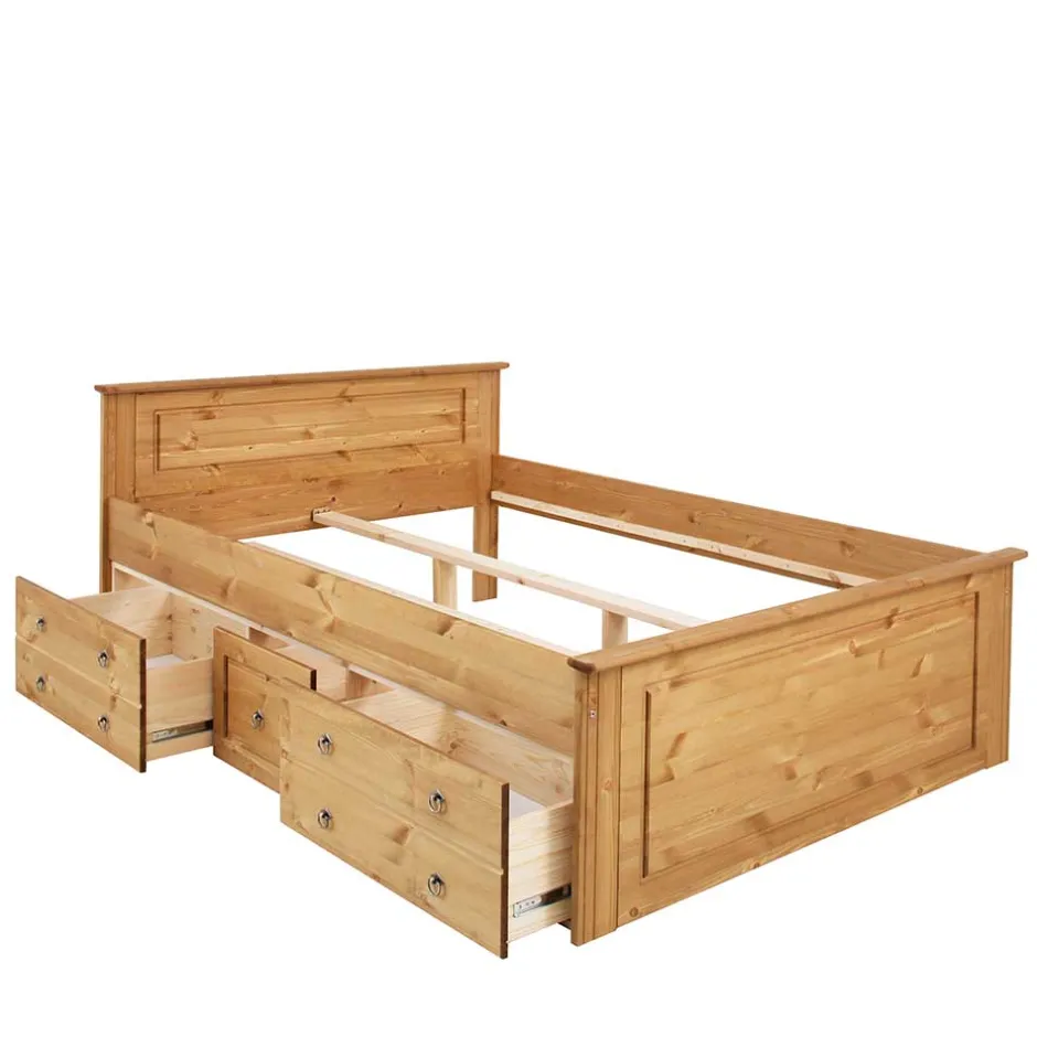 Pharao24 Rustikales Bett Slavira> Massivholzmöbel|Funktionsbetten