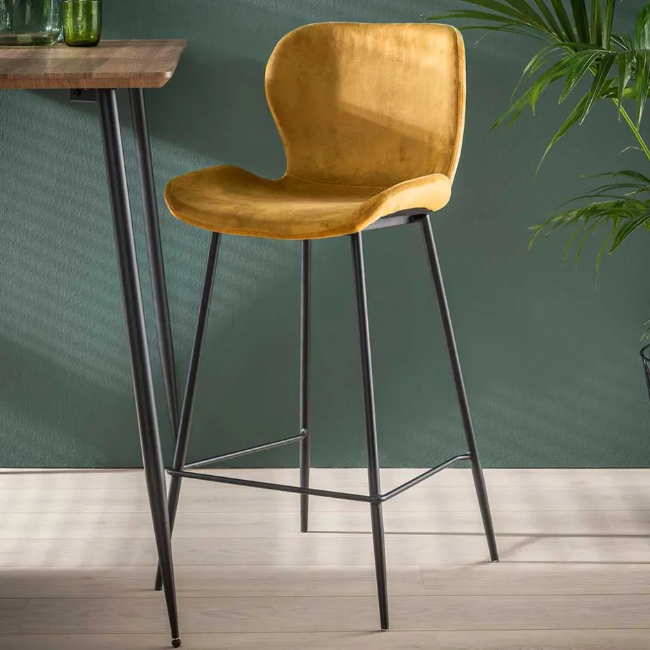 Barmöbel|Küchenhocker*Pharao24 Samt Bartisch Stühle Neasa