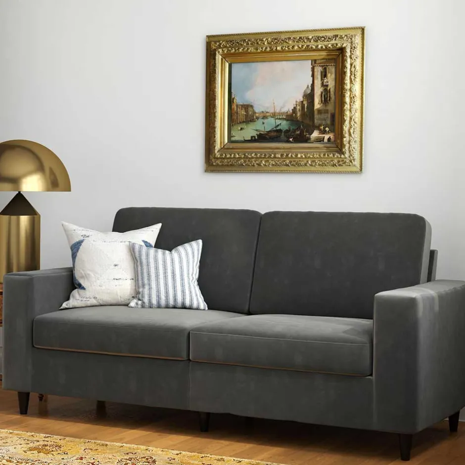 Pharao24 Samt Sofa grau Alfons> 3 Sitzer Sofa