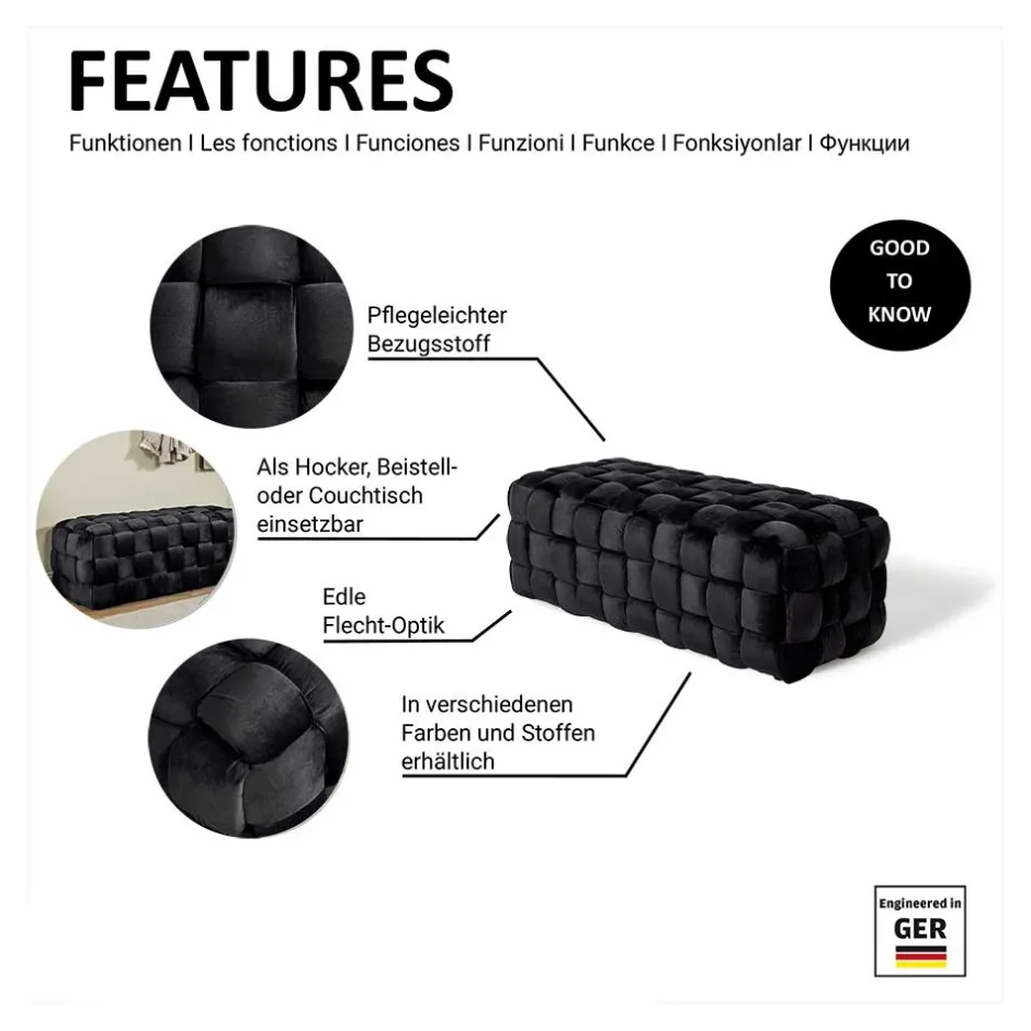 Pharao24 Samt Stoffbank Costian> Polsterbänke|Schlafzimmerbänke