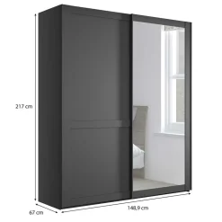 Pharao24 Schiebetürenschrank Dunkelgrau Hierro><noscript><img width=