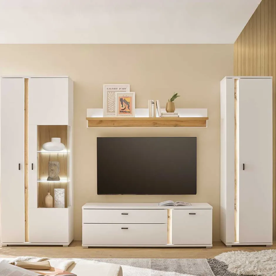 Moderne Wohnwände|Wohnwand 300 Cm*Pharao24 Schrankwand Luzillo