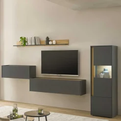 Wohnwand 300 Cm|Moderne Wohnwände*Pharao24 Schrankwand mit Schreibtisch Uzniana