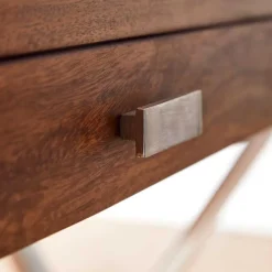 Massivholztische|Computertische*Pharao24 Schreibtisch Holz und Chrom Magdalina