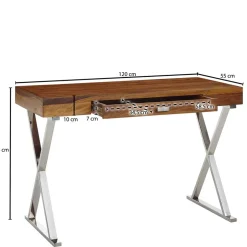 Massivholztische|Computertische*Pharao24 Schreibtisch Holz und Chrom Magdalina