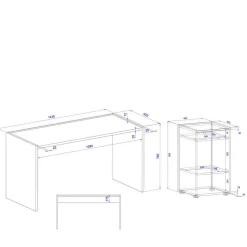 Pharao24 Schreibtisch mit Regalelement Rascian><noscript><img width=