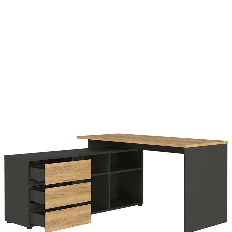 Pharao24 Schreibtisch mit Schrankelement Charin> Schreibtische|Computertische