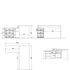 Pharao24 Schreibtisch mit Schrankelement Charin><noscript><img width=