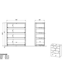 Flurkommoden|Schlafzimmerkommoden*Pharao24 Schubkastenkommode Genrom
