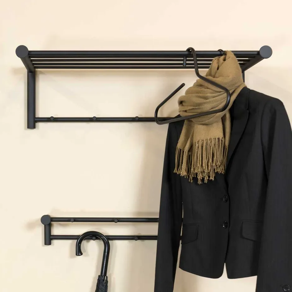 Wandgarderoben*Pharao24 Schwarze Wandgarderobe Agruma