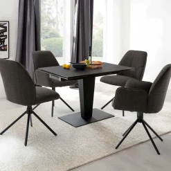 Küchentisch|Ausziehtische*Pharao24 Schwarzer Esszimmertisch Waving