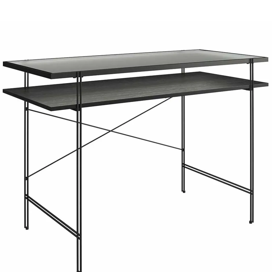 Glastische|Schreibtische*Pharao24 Schwarzer Schreibtisch Tora