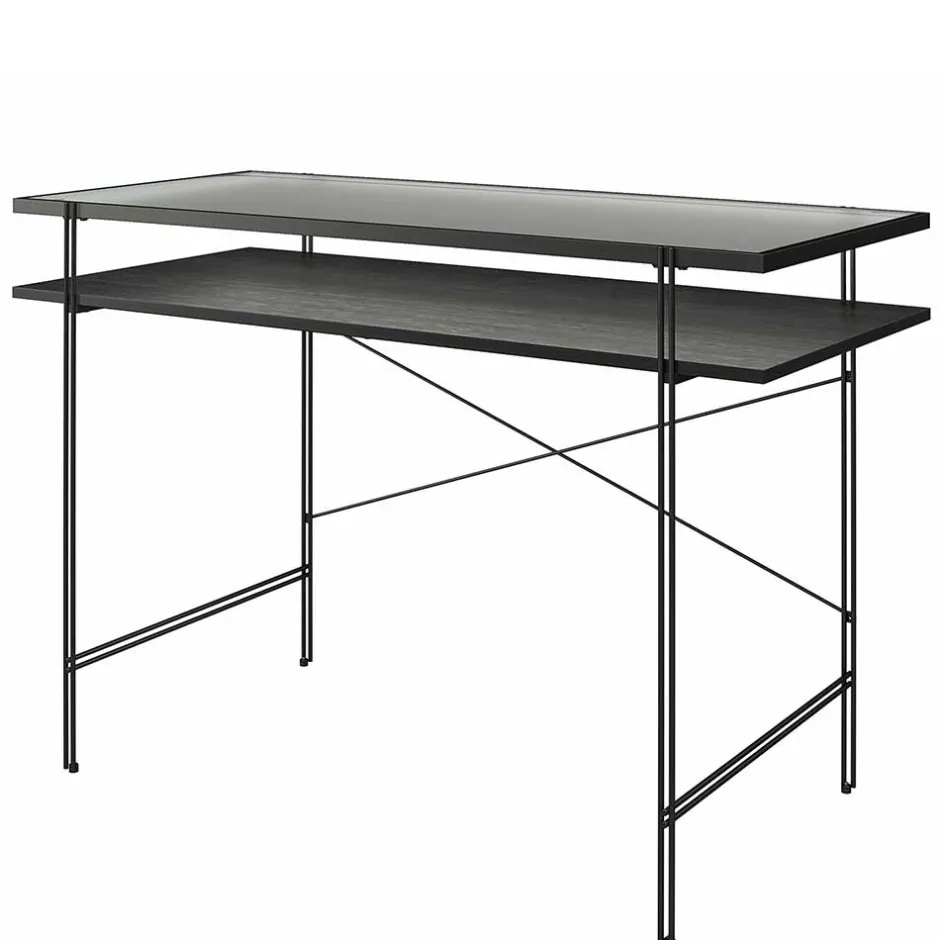 Glastische|Schreibtische*Pharao24 Schwarzer Schreibtisch Tora