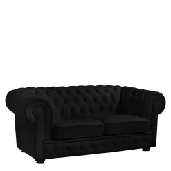 Pharao24 Schwarzes Chesterfield Ledersofa Vinzenzo> Polstermöbel|Wohnzimmercouch