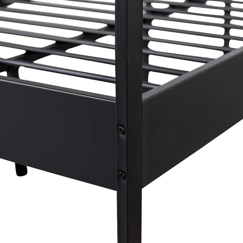 Einzelbetten|Metallbetten*Pharao24 Schwarzes Metall Bett Volgan